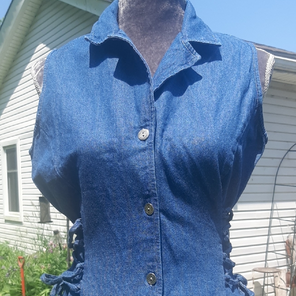 Eastwest💙Cinched Waist Flattering Denim Midi Size M - Picture 4 of 13